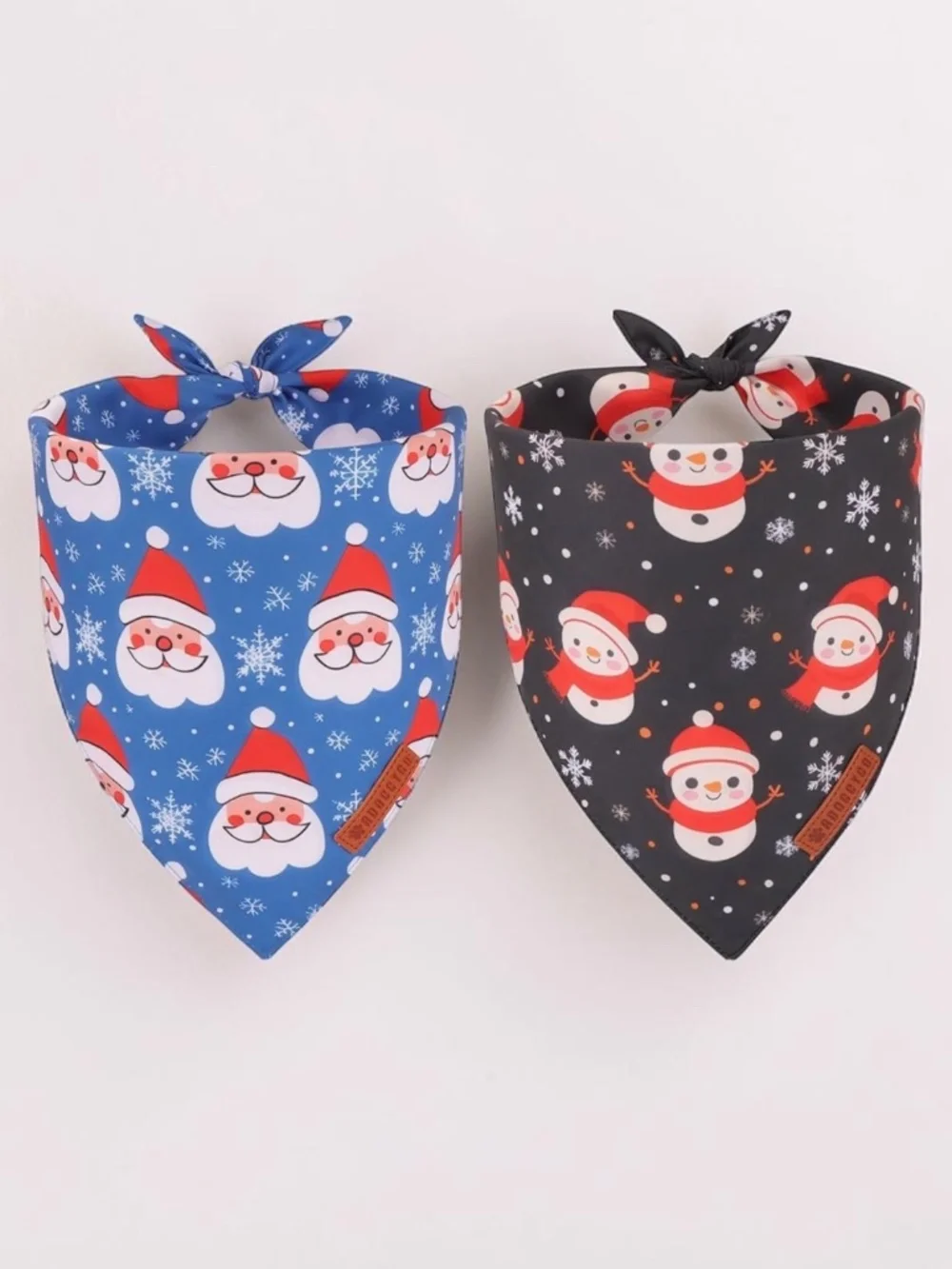 ADOGGYGO Christmas Dog Bandanas 2 Pack Large NWOT Santa Snowman